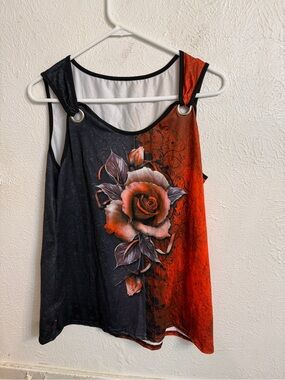 Black & Red Floral Sleeveless Women's Top